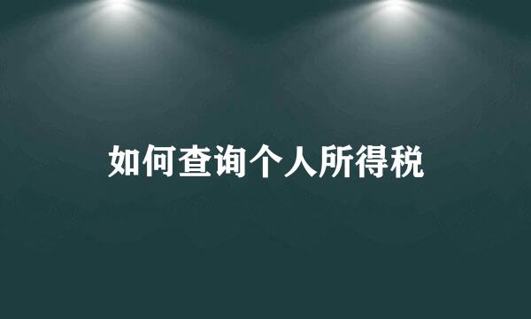 如何查询个人所得税