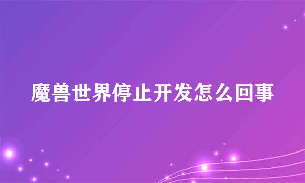 魔兽世界停止开发怎么回事