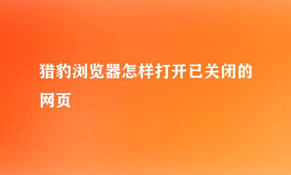 猎豹浏览器怎样打开已关闭的网页