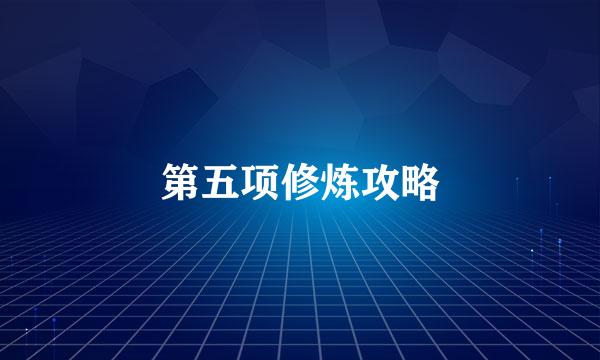 第五项修炼攻略