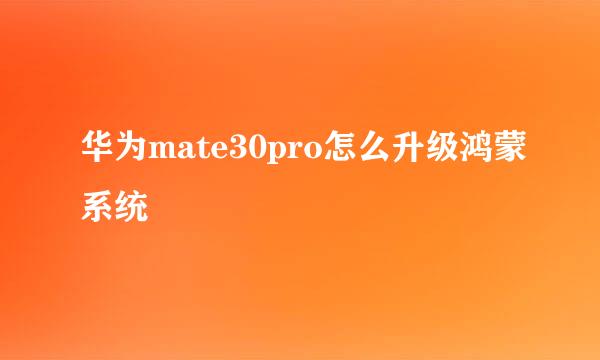 华为mate30pro怎么升级鸿蒙系统