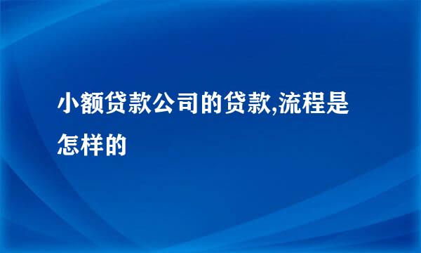 小额贷款公司的贷款,流程是怎样的