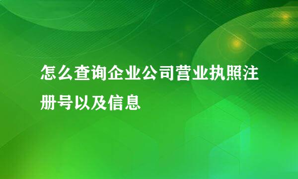 怎么查询企业公司营业执照注册号以及信息