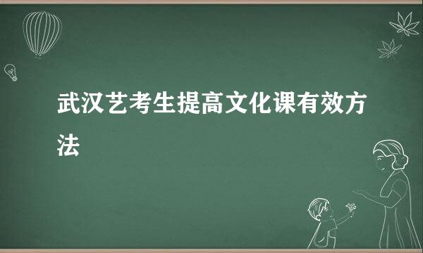 武汉艺考生提高文化课有效方法