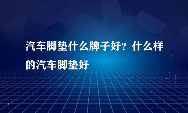 汽车脚垫什么牌子好？什么样的汽车脚垫好