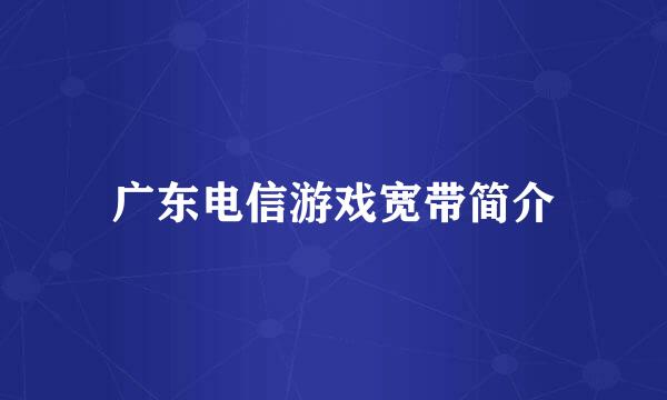 广东电信游戏宽带简介