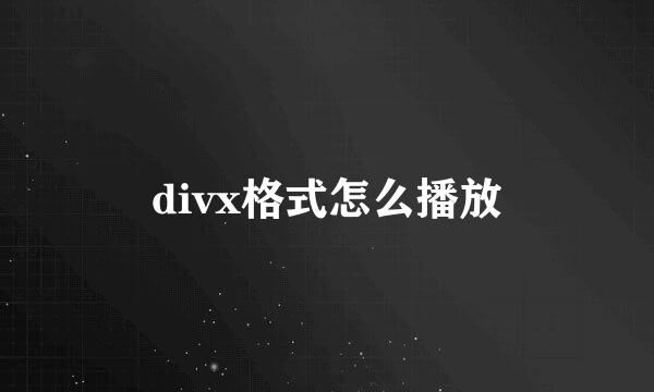 divx格式怎么播放