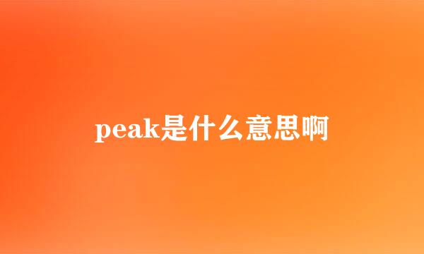 peak是什么意思啊