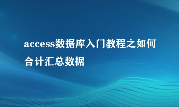 access数据库入门教程之如何合计汇总数据