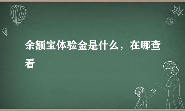 余额宝体验金是什么，在哪查看