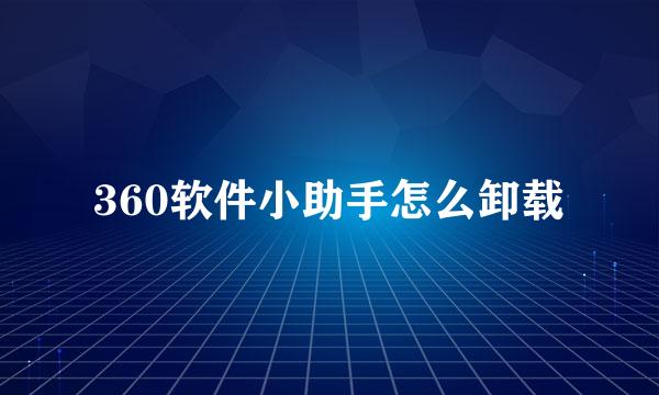 360软件小助手怎么卸载