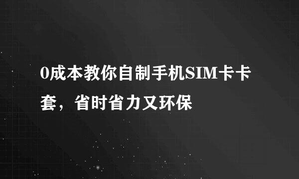 0成本教你自制手机SIM卡卡套，省时省力又环保