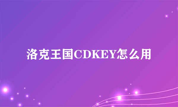 洛克王国CDKEY怎么用