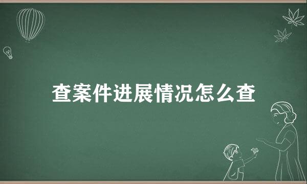 查案件进展情况怎么查