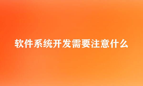 软件系统开发需要注意什么