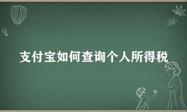 支付宝如何查询个人所得税