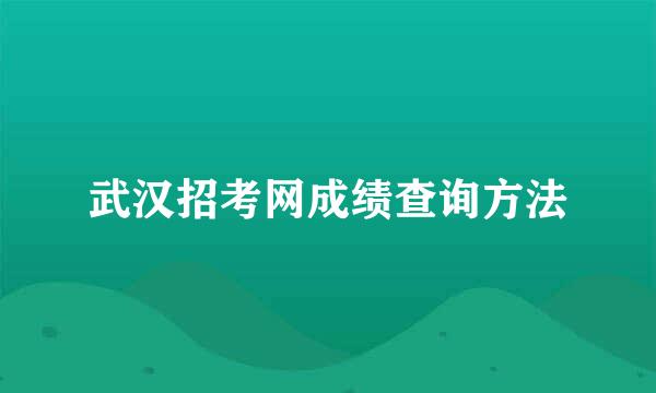 武汉招考网成绩查询方法