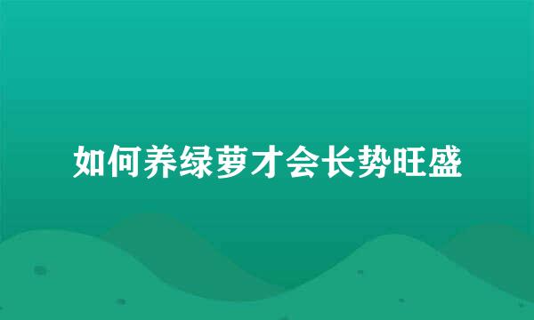 如何养绿萝才会长势旺盛