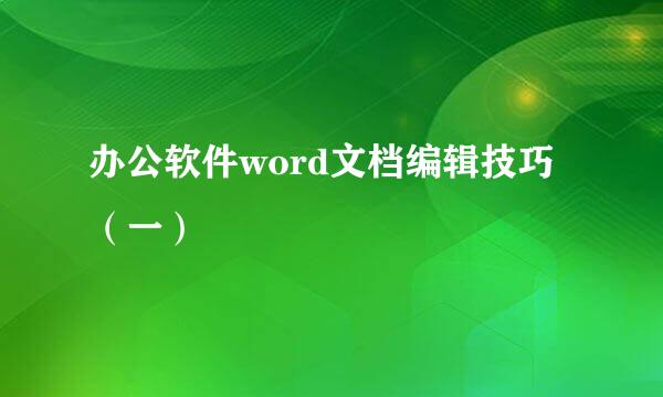 办公软件word文档编辑技巧（一）