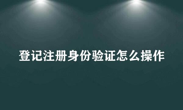 登记注册身份验证怎么操作