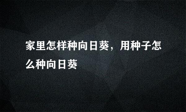 家里怎样种向日葵，用种子怎么种向日葵