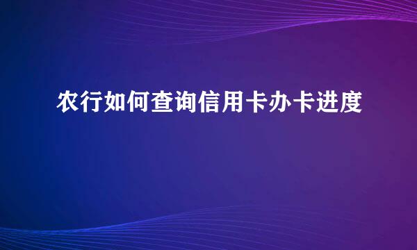 农行如何查询信用卡办卡进度