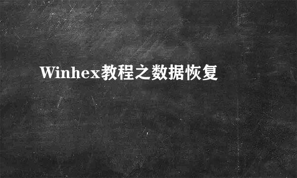 Winhex教程之数据恢复