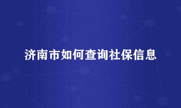 济南市如何查询社保信息