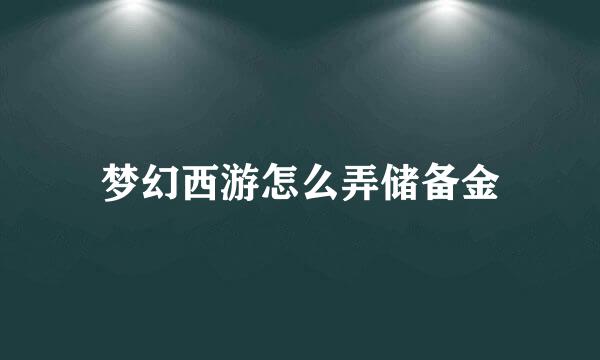 梦幻西游怎么弄储备金