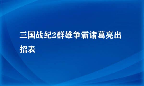 三国战纪2群雄争霸诸葛亮出招表