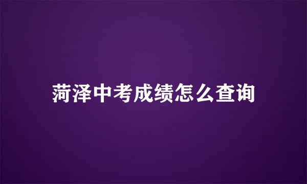 菏泽中考成绩怎么查询