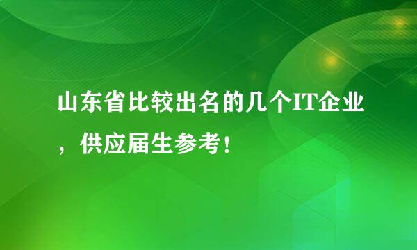 山东省比较出名的几个IT企业，供应届生参考！