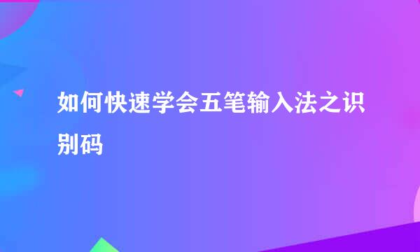 如何快速学会五笔输入法之识别码