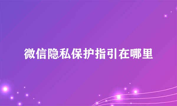 微信隐私保护指引在哪里