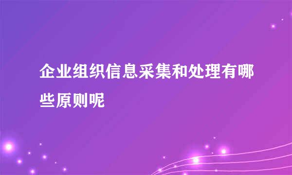 企业组织信息采集和处理有哪些原则呢