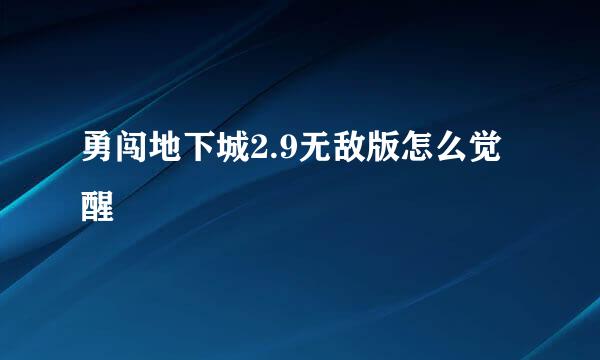 勇闯地下城2.9无敌版怎么觉醒