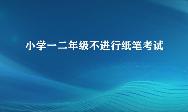 小学一二年级不进行纸笔考试