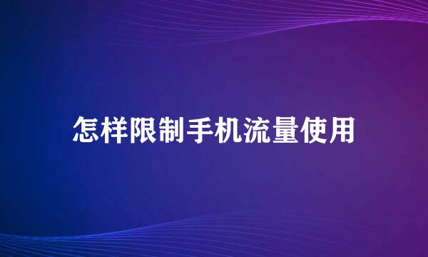 怎样限制手机流量使用