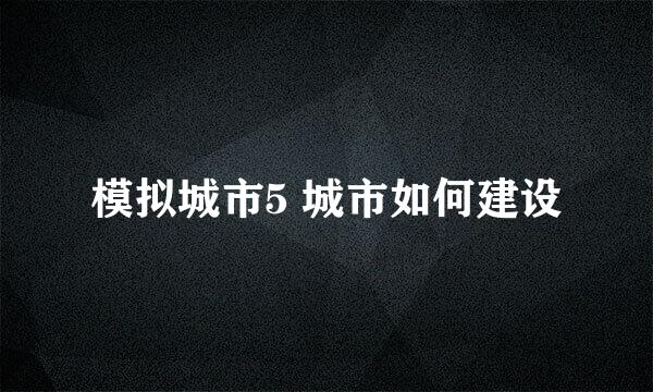 模拟城市5 城市如何建设