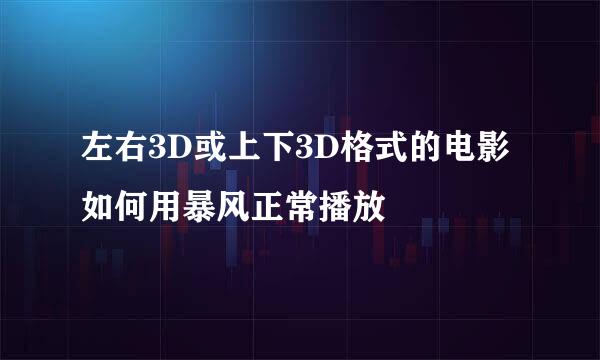 左右3D或上下3D格式的电影如何用暴风正常播放