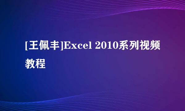 [王佩丰]Excel 2010系列视频教程