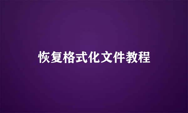 恢复格式化文件教程