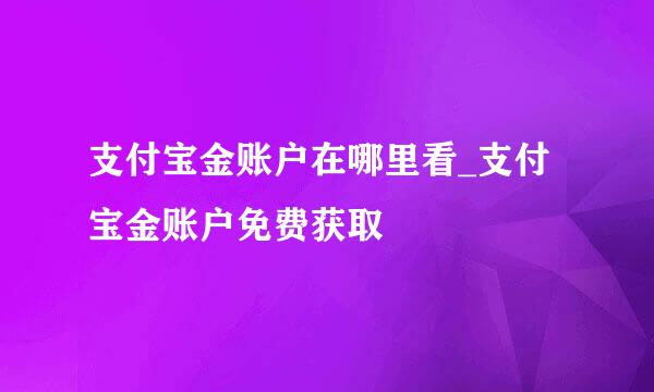 支付宝金账户在哪里看_支付宝金账户免费获取