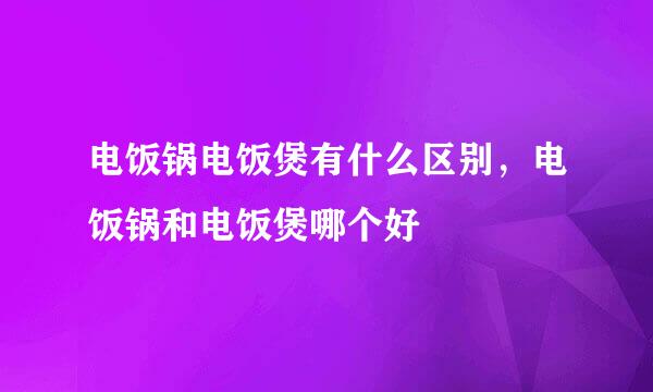 电饭锅电饭煲有什么区别，电饭锅和电饭煲哪个好