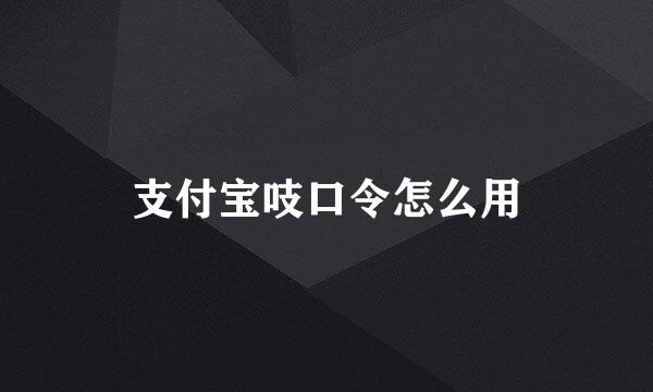 支付宝吱口令怎么用