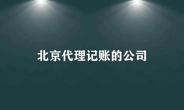 北京代理记账的公司