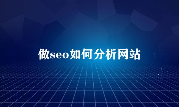 做seo如何分析网站