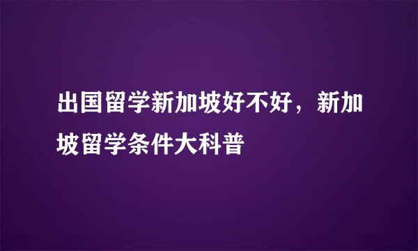 出国留学新加坡好不好，新加坡留学条件大科普