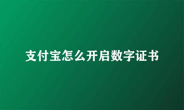 支付宝怎么开启数字证书