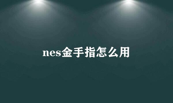 nes金手指怎么用